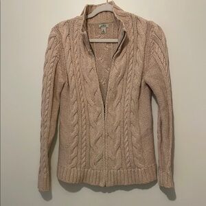 L.L. Bean Light Pink Cable Knit Cardigan
